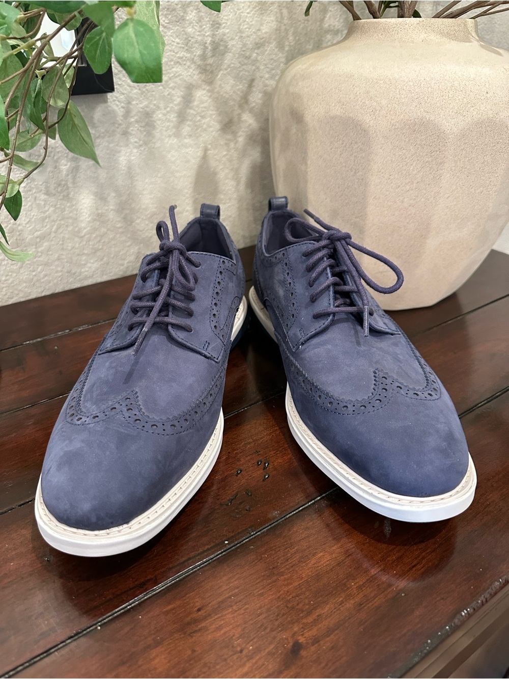 Cole Haan Navy Suede Brogue Derby Shoes NWOT